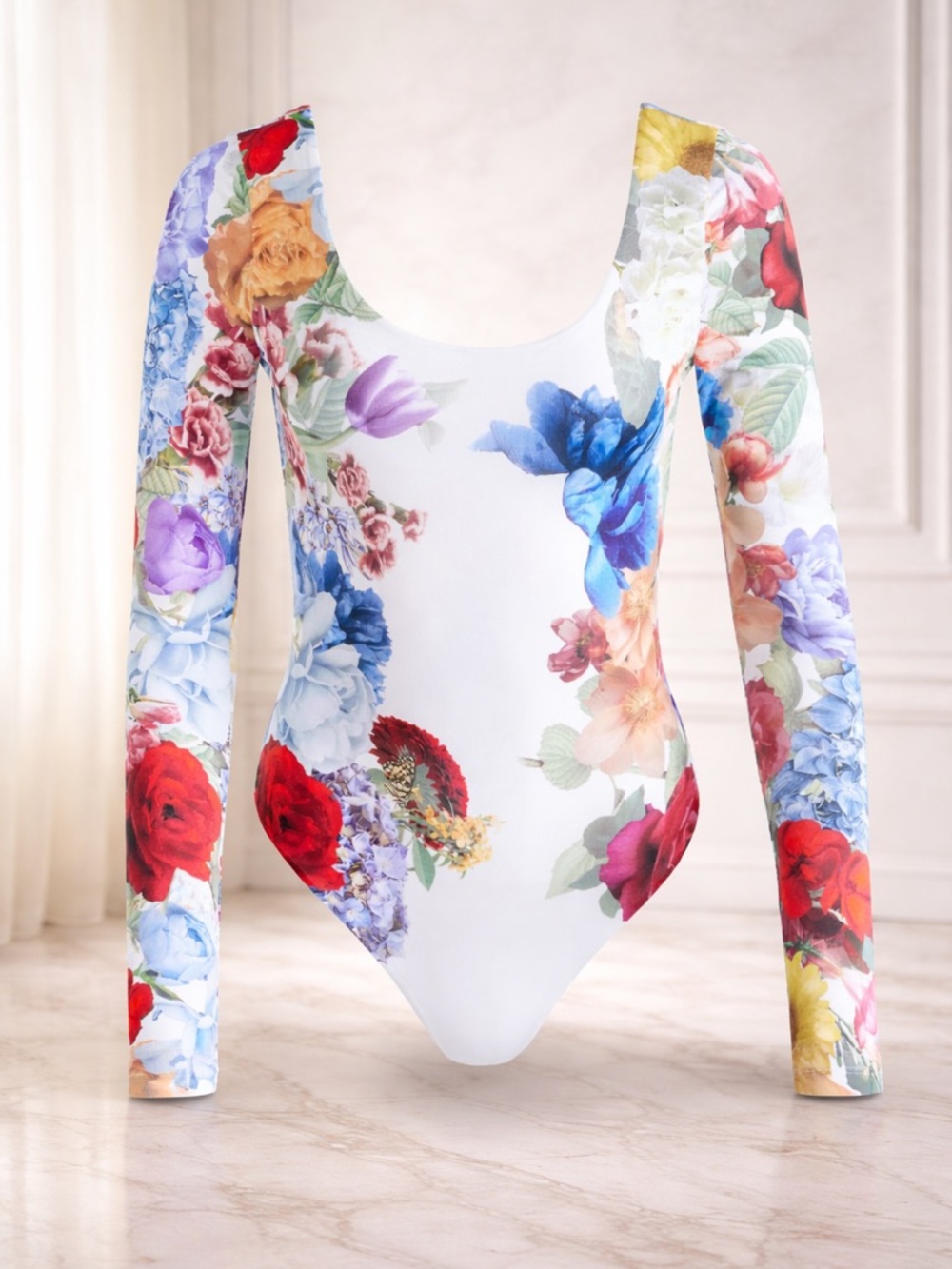 Alice + Olivia Rhys Floral Ballet Bodysuit Off White Small NWT Sold Out